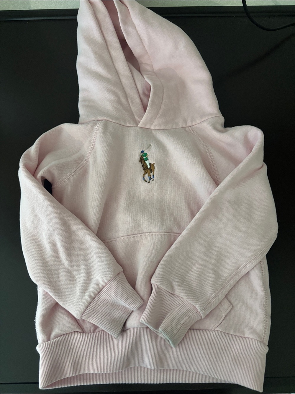 Ralph Lauren Pale Pink Hooded Pullover with Embroidered Polo Pony